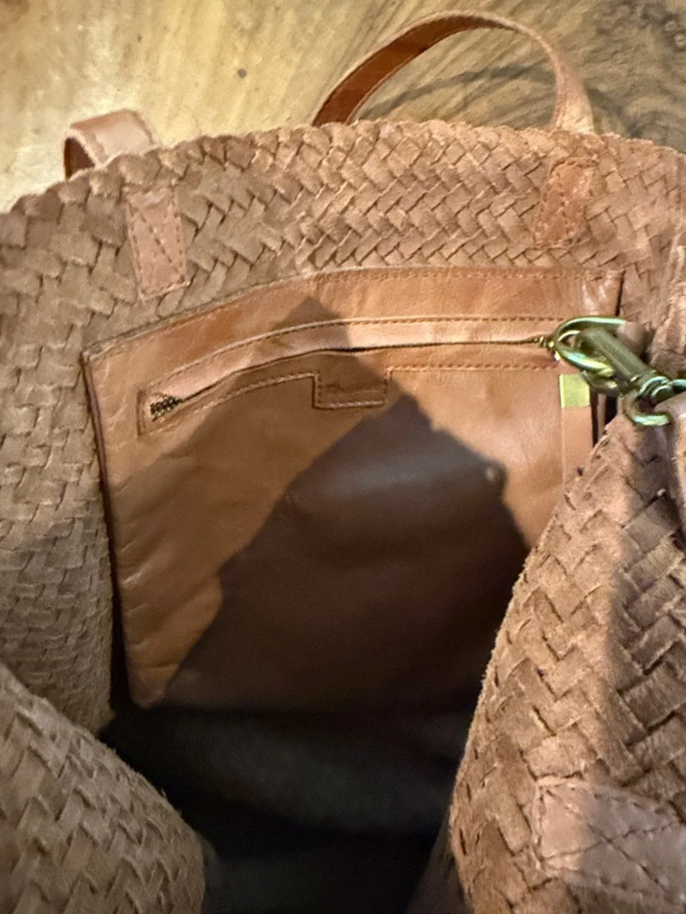 Madewell Woven Leather Tote in Cognac Brown - Picture 11 of 13